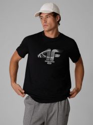 4F Чоловічий t-shirt regular з принтом - чорний S. Koszulki sportowe męskie 4f, s, bez wzorów, z jersey, bez kołnierzyka. Za 799.90 zł.