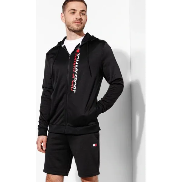 Tommy Sport Bluza Rozpinana Z Kapturem Zip Through Logo , czarny, rozmiar S. Czarne bluzy męskie Tommy Hilfiger, m, bez wzorów, z materiału, z kapturem. W wyprzedaży za 319.99 zł.