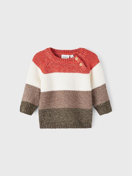 NAME IT Sweter 13207104 Kolorowy Regular Fit. Swetry dla chłopców Name it, bez wzorów, z bawełny, bez kołnierzyka, bez kaptura. Za 82.99 zł.
