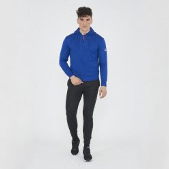 Dres sportowy kompletny SABURO męski. Niebieskie buty sportowe męskie Legea, z dresówki, bez zapięcia, na fitness i siłownię. W wyprzedaży za 167.50 zł.