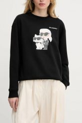 KARL LAGERFELD Czarna damska bluza Ikon Duo, Rozmiar L. Czarne bluzy damskie KARL LAGERFELD, l, bez wzorów, z bawełny, bez kaptura. W wyprzedaży za 869.99 zł.