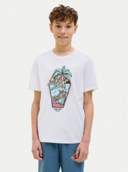 Jack & Jones Junior T-Shirt Elijah 12269825 Biały Regular Fit. Białe t-shirty dla chłopców Jack & Jones Junior, bez wzorów, z bawełny, bez ramiączek. Za 59.99 zł.