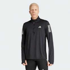 Bluza Own The Run Half-Zip. Czarne bluzy sportowe męskie Adidas, l, bez wzorów, bez kaptura, do biegania. Za 211.75 zł.