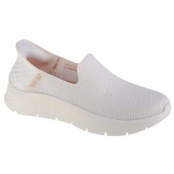 Buty sportowe Sneakersy damskie, Slip-ins: GO WALK Flex - Relish. Białe obuwie sportowe damskie Skechers, bez wzorów, z materiału, trekkingowe. Za 289.99 zł.