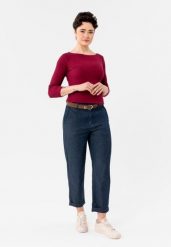 Luźne spodnie denimowe R-ALYA. Niebieskie spodnie materiałowe damskie Volcano, s, bez wzorów, z bawełny. Za 169.99 zł.