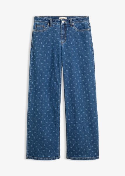 Jeansy wide leg, mid waist. Niebieskie jeansy damskie bonprix. Za 154.99 zł.