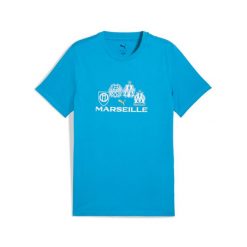 Koszulka OM. Niebieskie koszulki sportowe męskie Puma, bez wzorów, bez kołnierzyka, bez ramiączek, do piłki nożnej. Za 185.50 zł.