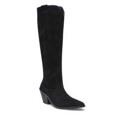 Kowbojki Lasocki. Czarne kozaki damskie Lasocki, bez obcasa, na słupku. Za 449.99 zł.