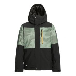 Kurtka śniegowa techniczna dla Chłopcy MISSION Zielony. Brązowe buty zimowe chłopięce Quiksilver, na zimę, bez wzorów, z poliesteru, sportowe, bez kaptura. Za 619.00 zł.