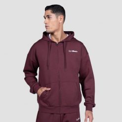 Bluza męska fitness na zamek z kapturem figowa Relay. Fioletowe bluzy sportowe męskie GYMBEAM, l, bez wzorów, z bawełny, z kapturem, na fitness i siłownię. Za 151.90 zł.