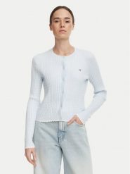 Tommy Jeans Kardigan DW0DW23458 Niebieski jasny Regular Fit. Niebieskie kardigany damskie Tommy Jeans, s, bez wzorów, z jeansu. Za 409.99 zł.