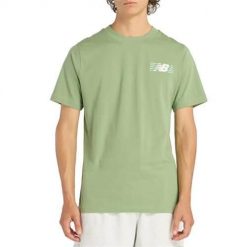 Koszulka sportowa męska New Balance MT6179UMAAR. Zielone koszulki sportowe męskie New Balance, l, bez wzorów, z tkaniny, bez kołnierzyka, bez ramiączek, na fitness i siłownię. Za 163.00 zł.