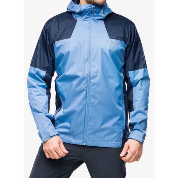 Kurtka przeciwdeszczowa męska Columbia Inner Limits III Jacket. Niebieskie kurtki męskie Columbia, m, bez wzorów, sportowe, bez kaptura. W wyprzedaży za 352.50 zł.