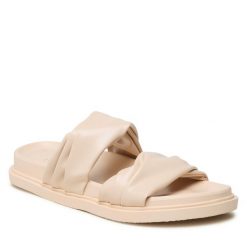 Klapki DeeZee. Brązowe klapki damskie DeeZee, bez wzorów, bez obcasa. Za 119.99 zł.