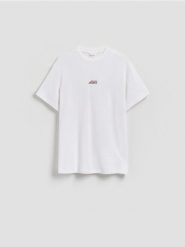 Strukturalny t-shirt comfort fit - biały. Białe t-shirty męskie Reserved, l, bez wzorów, z bawełny, bez kołnierzyka. Za 59.99 zł.