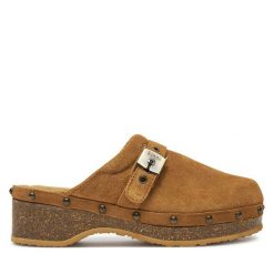 Klapki Scholl. Brązowe klapki damskie Scholl, bez wzorów, bez obcasa. Za 449.99 zł.