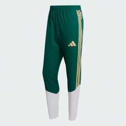 Spodnie reprezentacyjne Włochy 26 Tiro. Zielone spodnie sportowe męskie Adidas, bez wzorów, do piłki nożnej. Za 279.00 zł.
