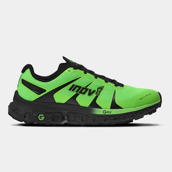 Buty do biegania męskie, Inov-8 Trailfly Ultra G 300 Max. Zielone buty sportowe męskie Inov-8, z gumy, bez zapięcia, do biegania. Za 579.99 zł.