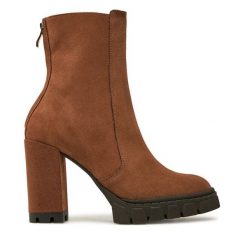 Botki R.Polański. Brązowe botki damskie R.Polański, bez obcasa, na słupku, bez zapięcia. Za 529.99 zł.