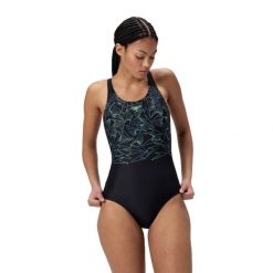 Speedo Badpak Eco Endurance+ Hyperboom Placement Muscleback Zwart/Groen. Czarne kostiumy jednoczęściowe damskie Speedo, xs, bez wzorów, eleganckie, do pływania. Za 169.99 zł.