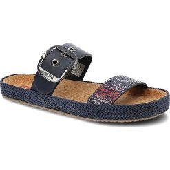 Granatowe Klapki Big Star Modne Buty Na Lato. Niebieskie klapki damskie Big Star, bez wzorów, ze skóry ekologicznej, retro, bez obcasa. Za 109.00 zł.