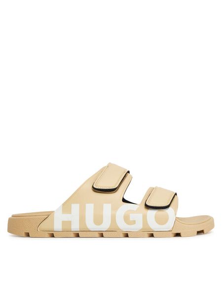 HUGO Klapki Evander 50542042 Beżowy. Brązowe klapki męskie Hugo, ze skóry. Za 290.99 zł.