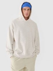 4F Bluza dresowa nierozpinana z kapturem męska - biała XL. Białe bluzy męskie 4f, m, bez wzorów, z bawełny, z kapturem. Za 199.99 zł.