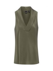 BOSS Jedwabna bluzka Kobiety Jedwab (100%) zielony, 36. Zielone bluzki damskie Boss, bez wzorów, z jedwabiu, eleganckie, bez kołnierzyka, bez ramiączek. Za 899.95 zł.