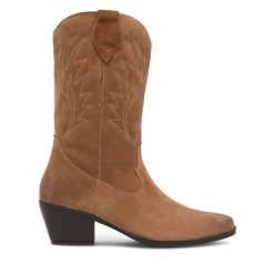 Kozaki Lasocki. Brązowe kozaki damskie Lasocki, bez obcasa, na słupku. Za 299.99 zł.