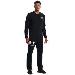 Bluza sportowa męska Under Armour Rival Terry. Czarne bluzy męskie Under Armour, l, bez wzorów, z materiału, z kapturem, na fitness i siłownię. Za 342.00 zł.