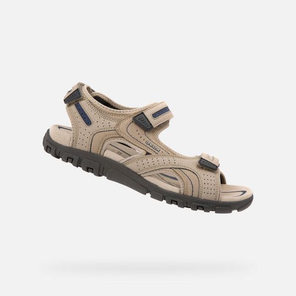 Sandały Geox Model Uomo Sandal Strada Kolor Jasnobrązowy. Brązowe klapki męskie Geox, z tkaniny, bez zapięcia. Za 314.15 zł.