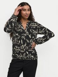 Kaffe Bluzka Ditte 10507919 Czarny Regular Fit. Czarne bluzki damskie Kaffe, bez wzorów, z wiskozy, bez kołnierzyka, bez ramiączek. Za 109.99 zł.