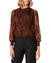 Desigual Blus Hisopo damska bluzka brązowa, wzór plaster miodu, rozmiar L. Brązowe bluzki damskie Desigual, l, bez wzorów, z materiału, klasyczne, bez kołnierzyka, bez ramiączek. Za 302.99 zł.