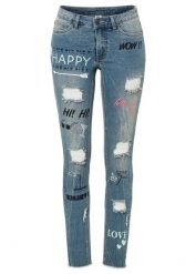 Dżinsy skinny, mid waist. Niebieskie jeansy damskie bonprix. Za 149.99 zł.