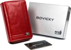 Rovicky Pionowy portfel damski z bawolej skóry, zamykany na zatrzask, RFID Rovicky Nie dotyczy. Portfele damskie ROVICKY, bez wzorów, ze skóry. Za 185.42 zł.