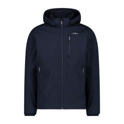 Kurtka z zamkiem błyskawicznym z kapturem CMP. Niebieskie kurtki męskie CMP, bez wzorów, z softshellu, sportowe, z kapturem. Za 371.50 zł.
