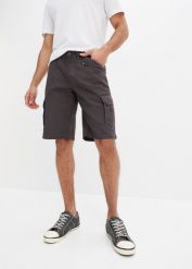 Bermudy bojówki Loose Fit. Szare spodnie materiałowe męskie bonprix, m, bez wzorów. Za 149.99 zł.