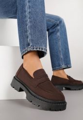 Brązowe Casualowe Mokasyny Vices na Grubej Podeszwie Viara. Brązowe mokasyny damskie Born2be, z jeansu, eleganckie. Za 89.99 zł.