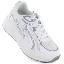 Półbuty sportowe damskie na platformie białe Big Star TT274325. Białe obuwie sportowe damskie Big Star, bez wzorów, z tkaniny, trekkingowe. Za 169.99 zł.