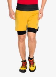 Spodenki do biegania La Sportiva Ultra Distance Shorts. Żółte krótkie spodenki sportowe męskie La Sportiva, m, bez wzorów, z materiału, do biegania. Za 516.99 zł.