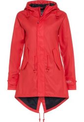Płaszcz przeciwdeszczowy BMS Unisex 100% wodoodporny. Czerwone płaszcze damskie BMS, s, bez wzorów, z materiału, eleganckie, długie, z kapturem. Za 478.17 zł.