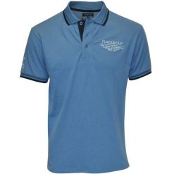 Koszulka polo do jazdy konnej Flags&Cup Capto. Niebieskie koszulki polo męskie FLAGS&CUP, na lato, m, bez wzorów, z bawełny, eleganckie, bez ramiączek. Za 242.00 zł.