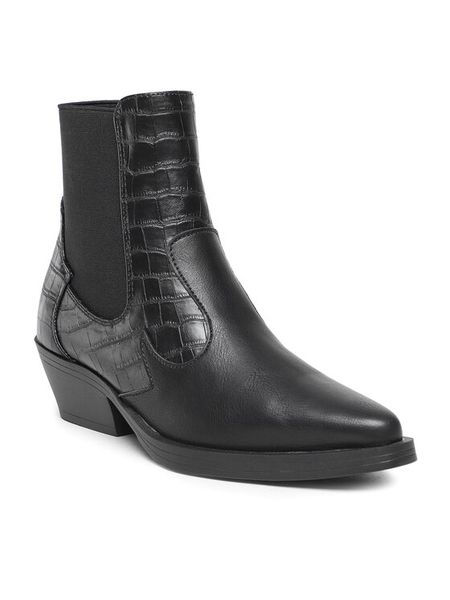 ONLY Botki 15304869 Czarny. Czarne botki damskie Only, ze skóry, bez obcasa, na słupku, bez zapięcia. Za 249.99 zł.