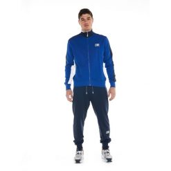 Bluza z pełny zamek błyskawiczny na co dzień. Niebieskie bluzy męskie LEONE 1947 APPAREL, bez wzorów, z bawełny, bez kaptura, na fitness i siłownię. W wyprzedaży za 343.54 zł.