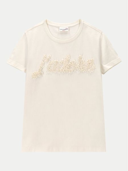 Coccodrillo T-Shirt WC4143202GEJ Écru Regular Fit. T-shirty i topy dla dziewczynek COCCODRILLO, bez wzorów, z bawełny, bez ramiączek. Za 49.99 zł.
