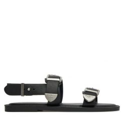 Sandały Pepe Jeans. Czarne sandały damskie Pepe Jeans, bez wzorów, z jeansu, bez obcasa, na płaskiej podeszwie, bez zapięcia. Za 289.99 zł.