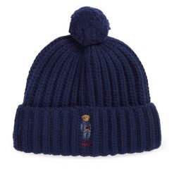 Czapka Polo Ralph Lauren. Niebieskie czapki i kapelusze damskie Polo Ralph Lauren, na zimę, bez wzorów. Za 419.99 zł.