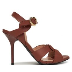 Sandały LOVE MOSCHINO. Brązowe sandały damskie Love Moschino, bez wzorów, bez obcasa, na szpilce, bez zapięcia. Za 869.99 zł.