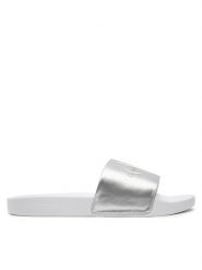 Calvin Klein Jeans Klapki Slide Ny Pearl YW0YW01243 Srebrny. Szare klapki damskie Calvin Klein Jeans, bez wzorów, z jeansu, bez obcasa. Za 159.99 zł.