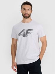 4F T-shirt regular z nadrukiem męski - szary 3XL. Szare t-shirty męskie 4f, m, bez wzorów, z bawełny, klasyczne, bez kołnierzyka. Za 59.99 zł.